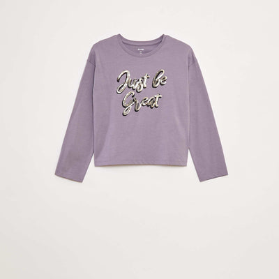 Camiseta de manga larga con lentejuelas PURPURA