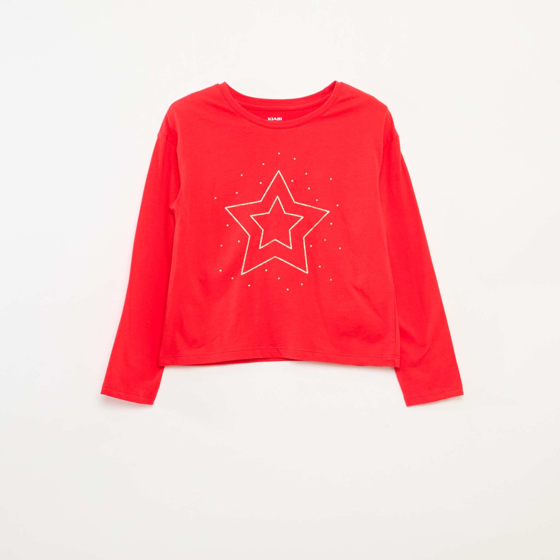 Camiseta estampada de manga larga ROJO