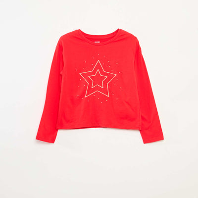 Camiseta estampada de manga larga ROJO