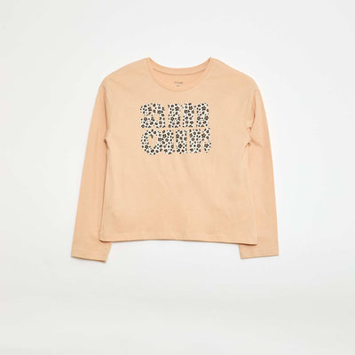 Camiseta estampada de manga larga BEIGE