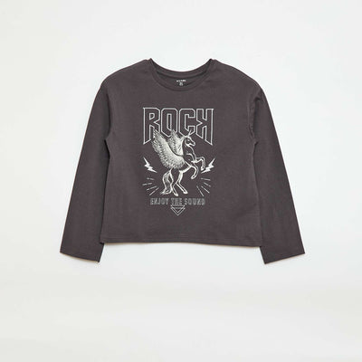 Camiseta estampada de manga larga NEGRO