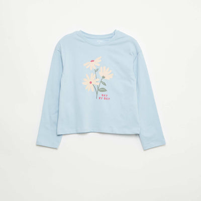 Camiseta estampada de manga larga AZUL