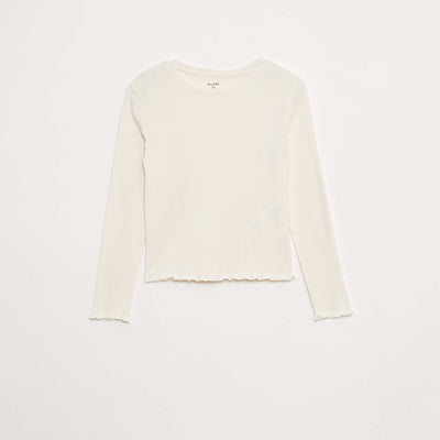 Camiseta de punto de canalé BLANCO