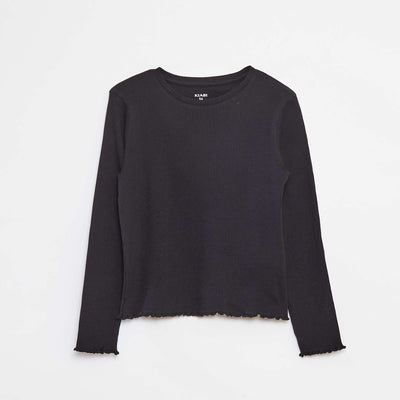 Camiseta de punto de canalé NEGRO