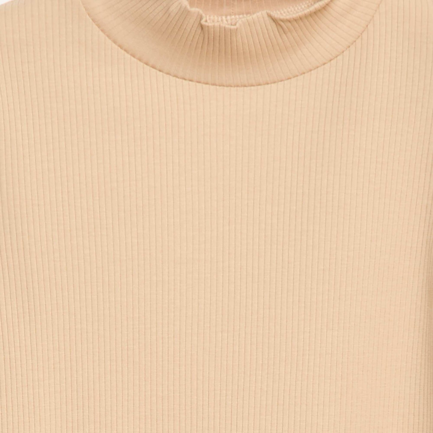 Sweater de cuello alto de canalé BEIGE