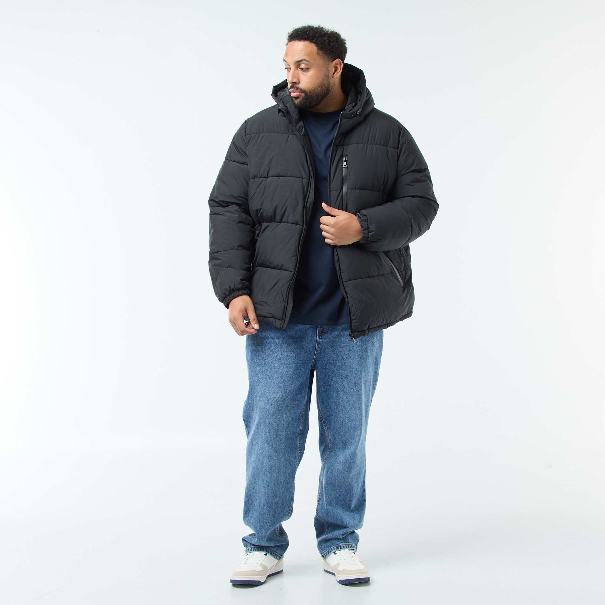 Campera acolchada cálida con capucha NEGRO