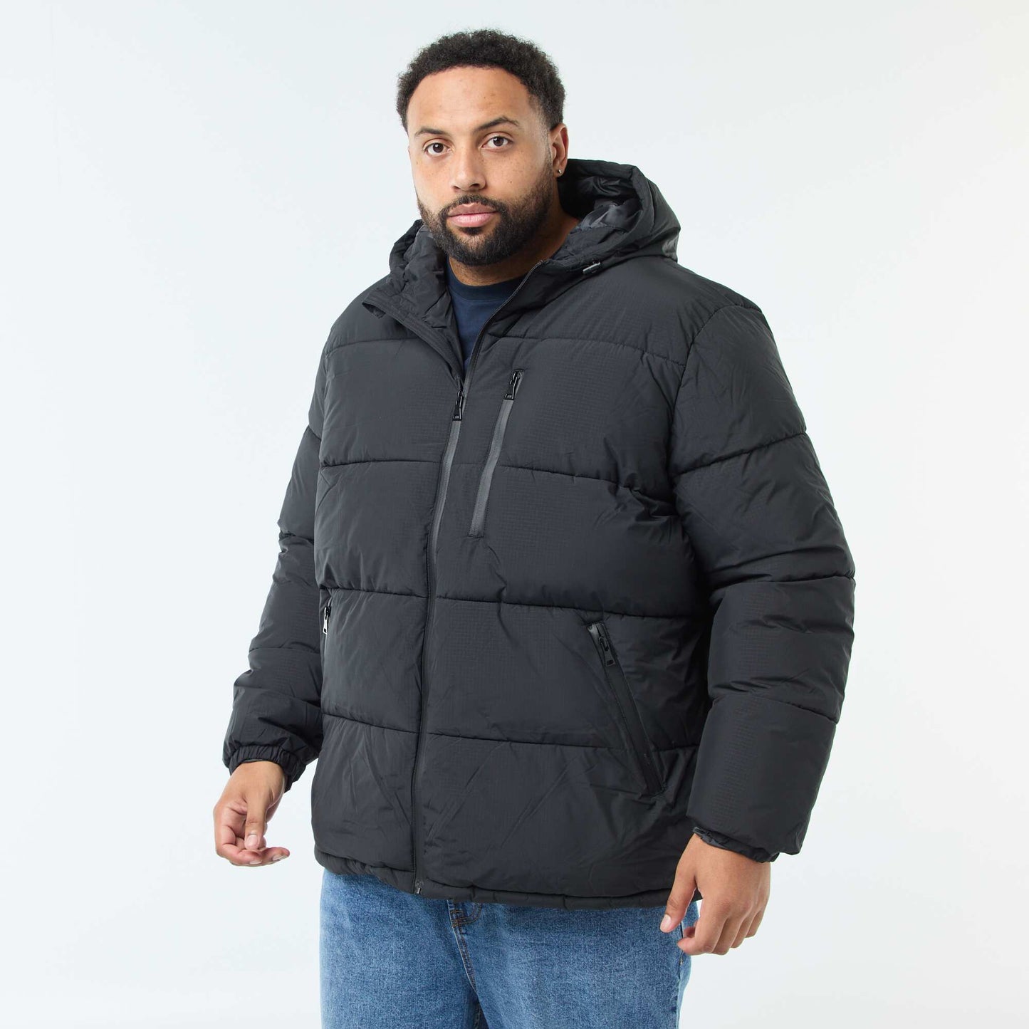 Campera acolchada cálida con capucha NEGRO