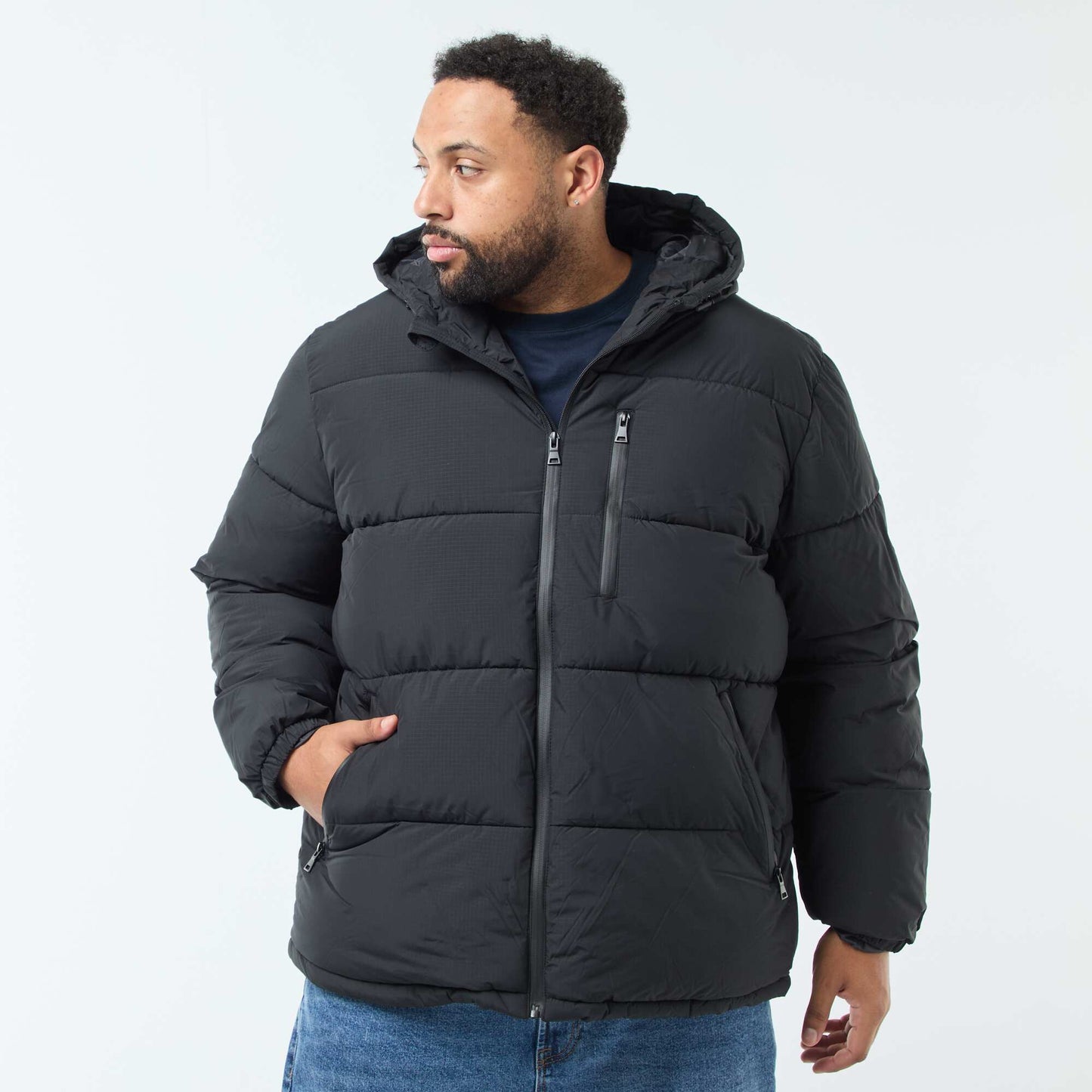 Campera acolchada cálida con capucha NEGRO