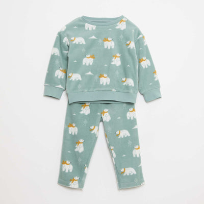 Conjunto de pijama: parte de arriba + pantalón polar AZUL