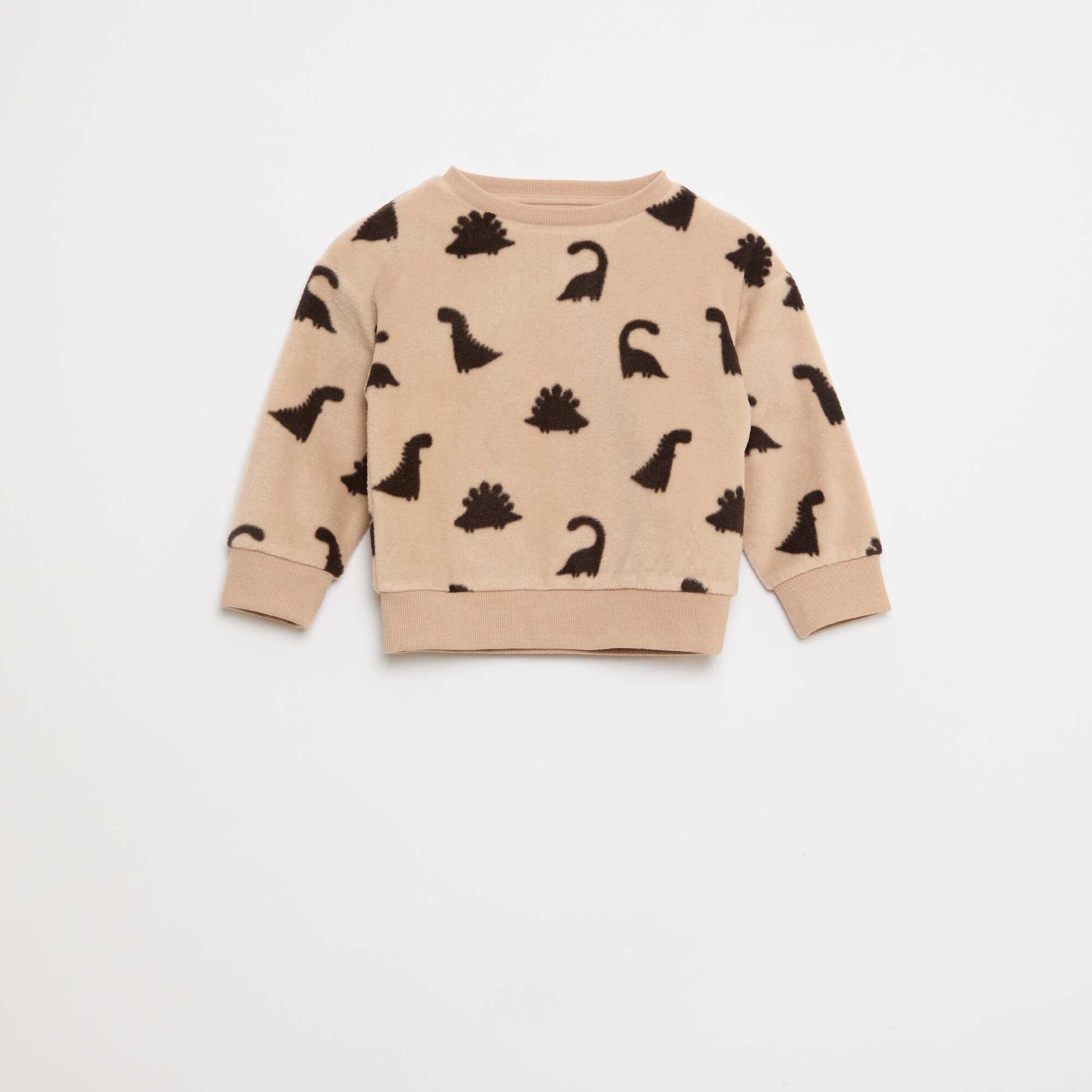 Conjunto pijama polar: camiseta + pantalón BEIGE