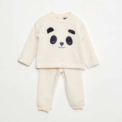 Conjunto de pijama largo polar - 2 piezas BLANCO