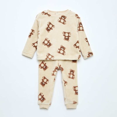 Conjunto de pijama largo en polar - 2 piezas BEIGE