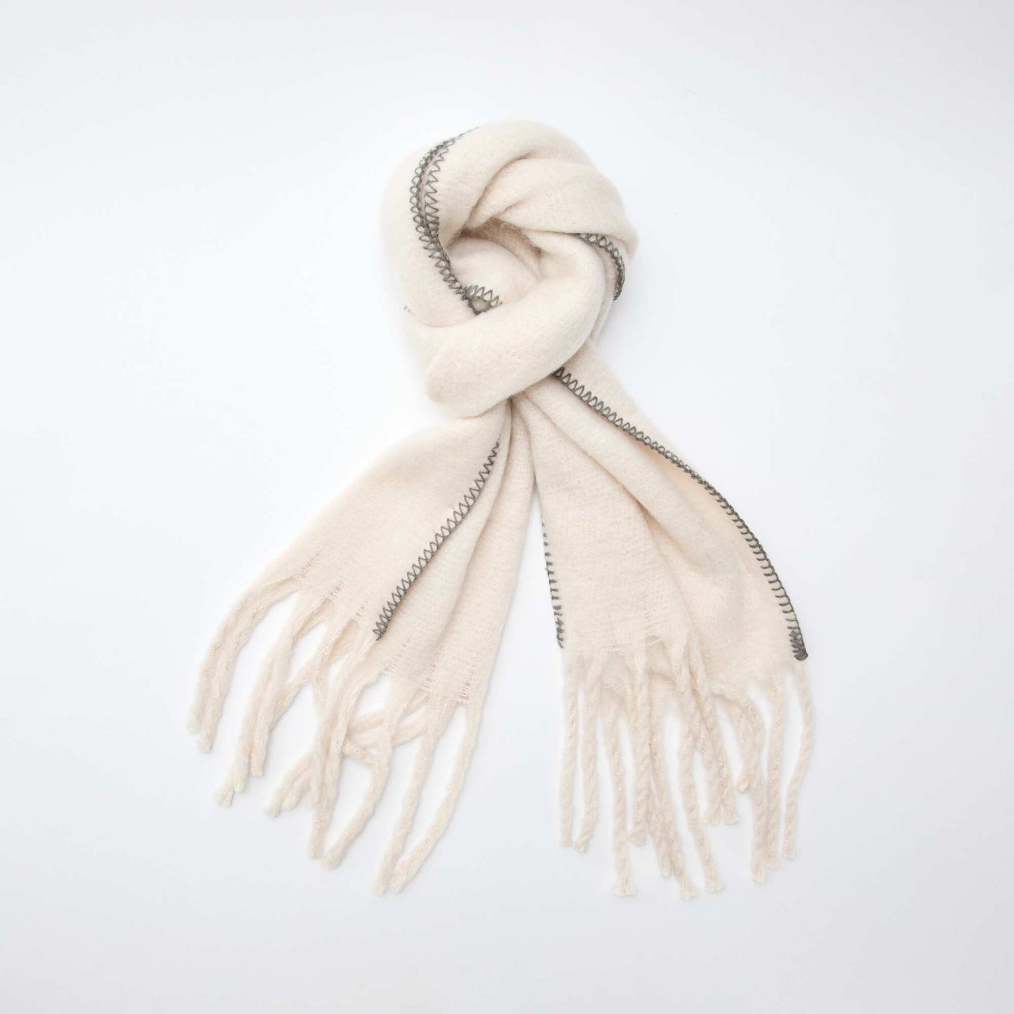 Bufanda grande suave con flecos BEIGE