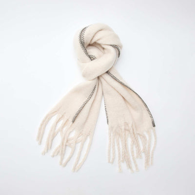 Bufanda grande suave con flecos BEIGE