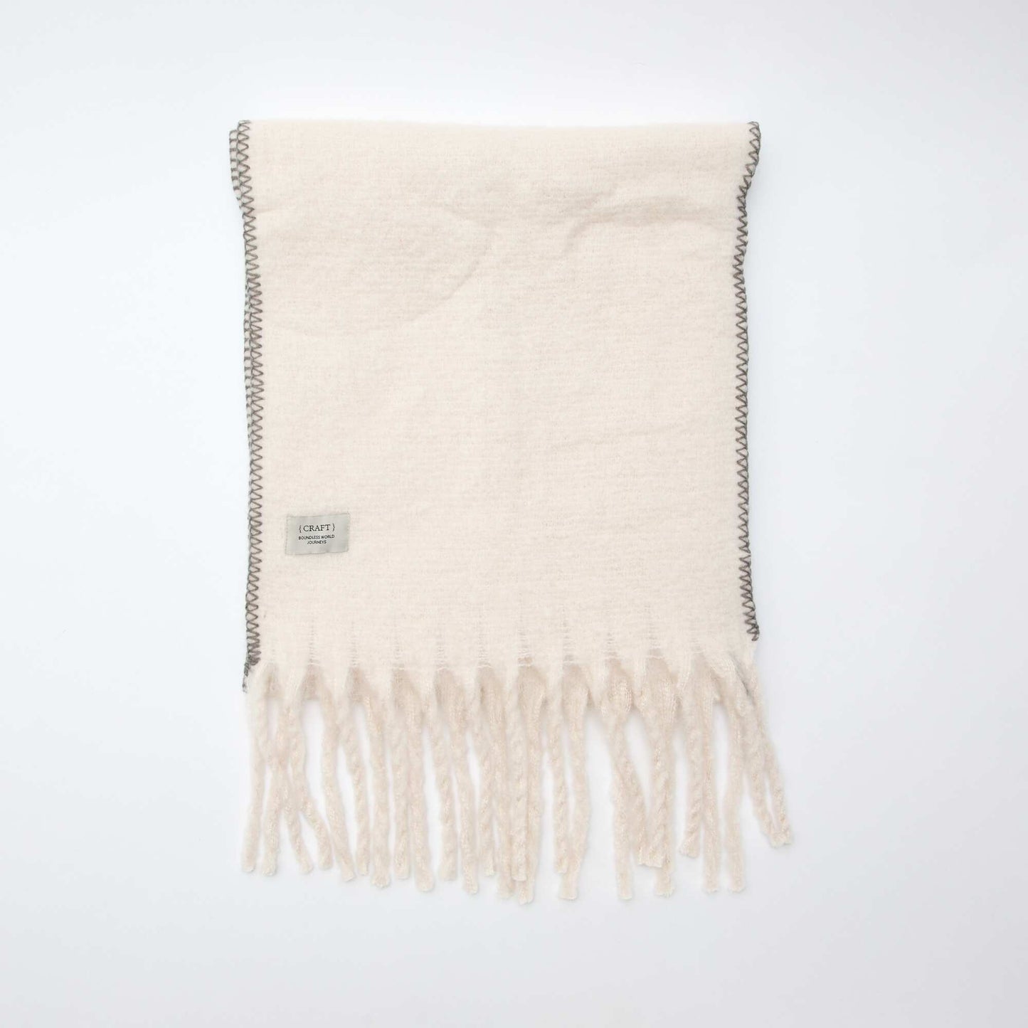 Bufanda grande suave con flecos BEIGE