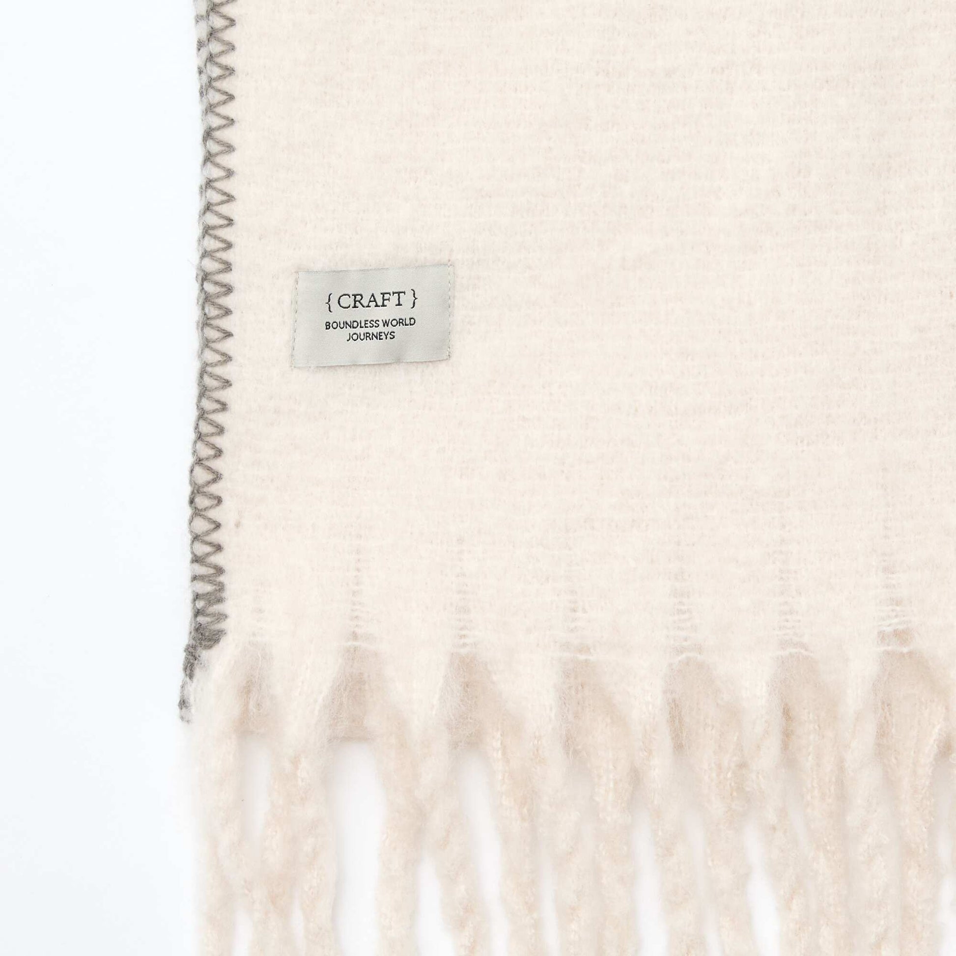 Bufanda grande suave con flecos BEIGE