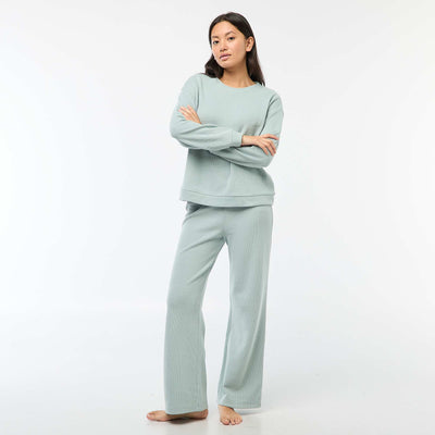 Conjunto de pijama de punto liso AZUL