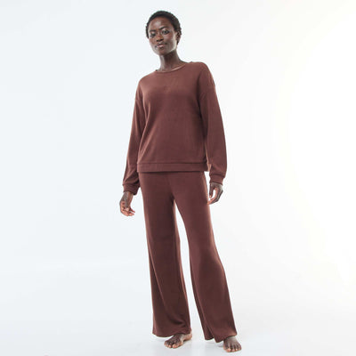 Conjunto de pijama de punto liso MARRON