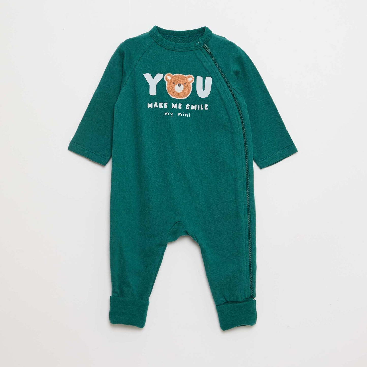 Conjunto pijama entero de felpa cálida y body VERDE