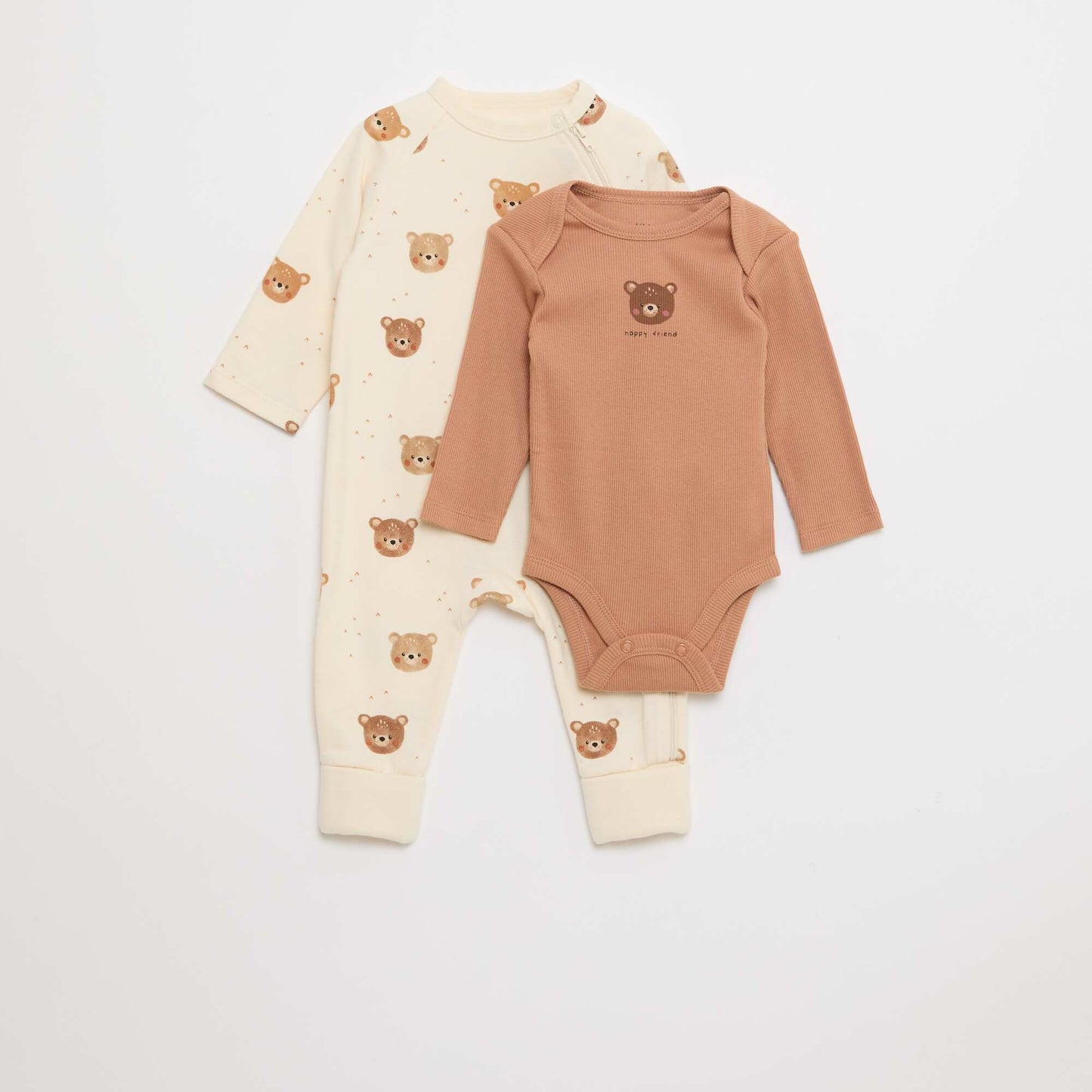 Conjunto pijama de felpa cálida y body BLANCO