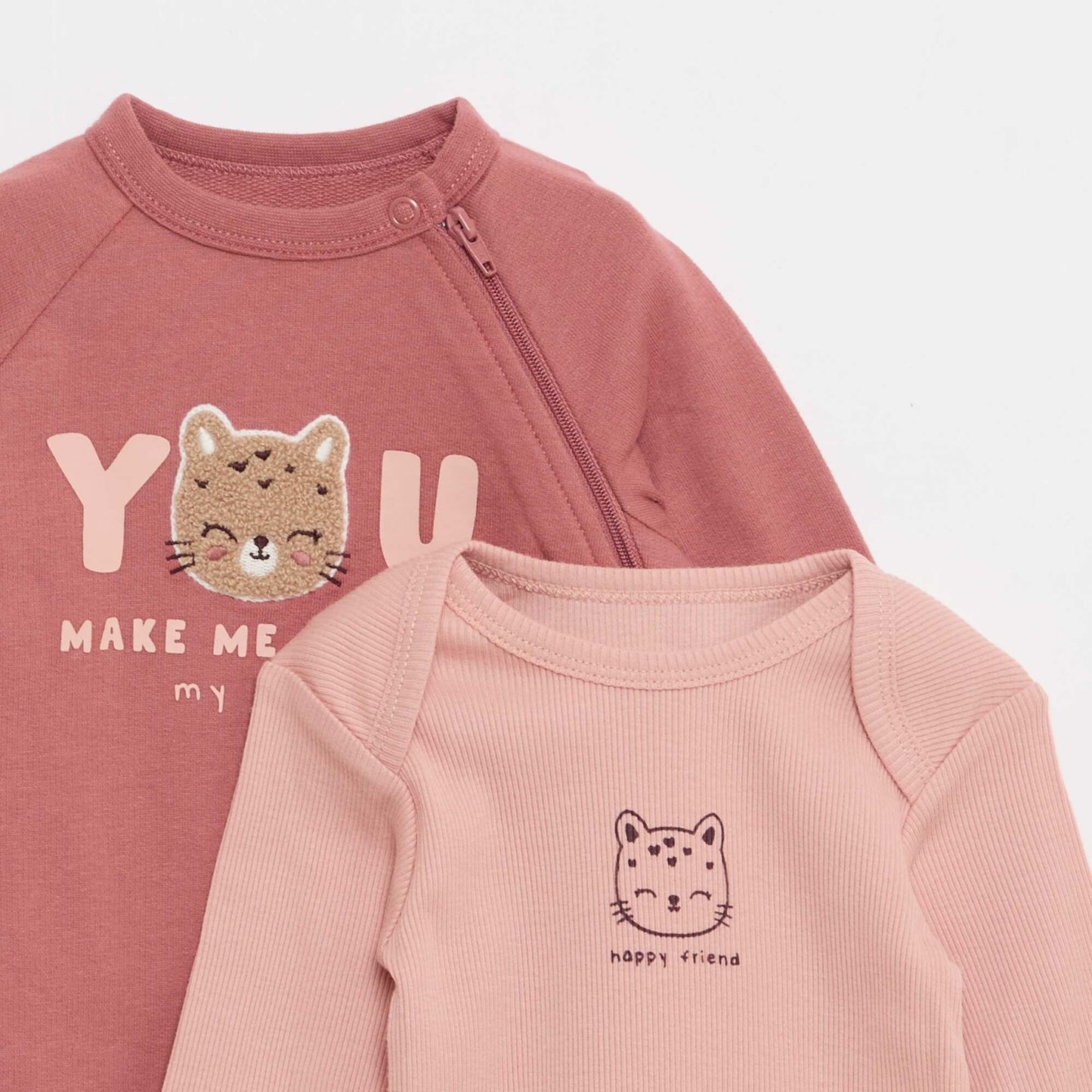 Conjunto pijama de felpa cálida y body ROSA