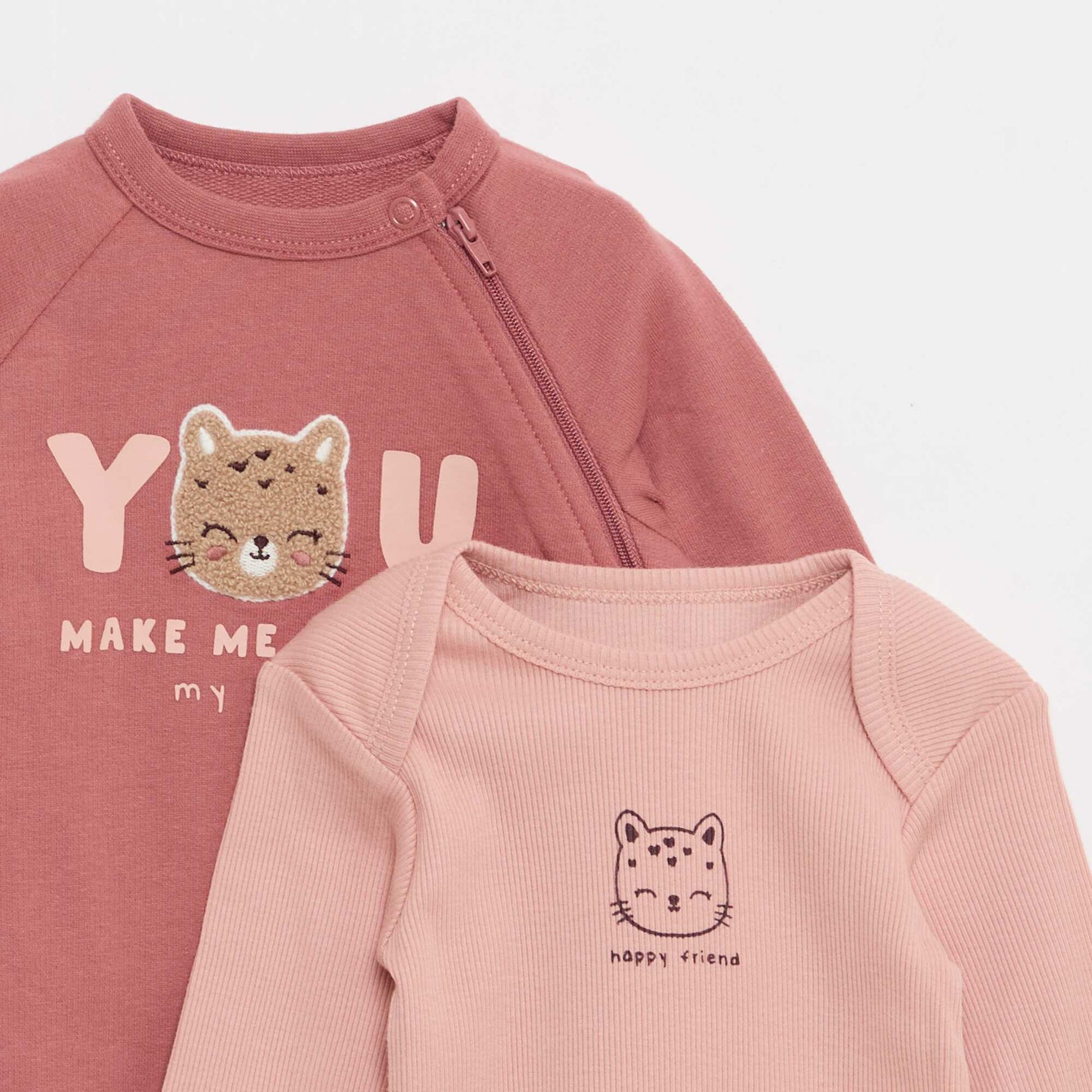 Conjunto pijama de felpa cálida y body ROSA