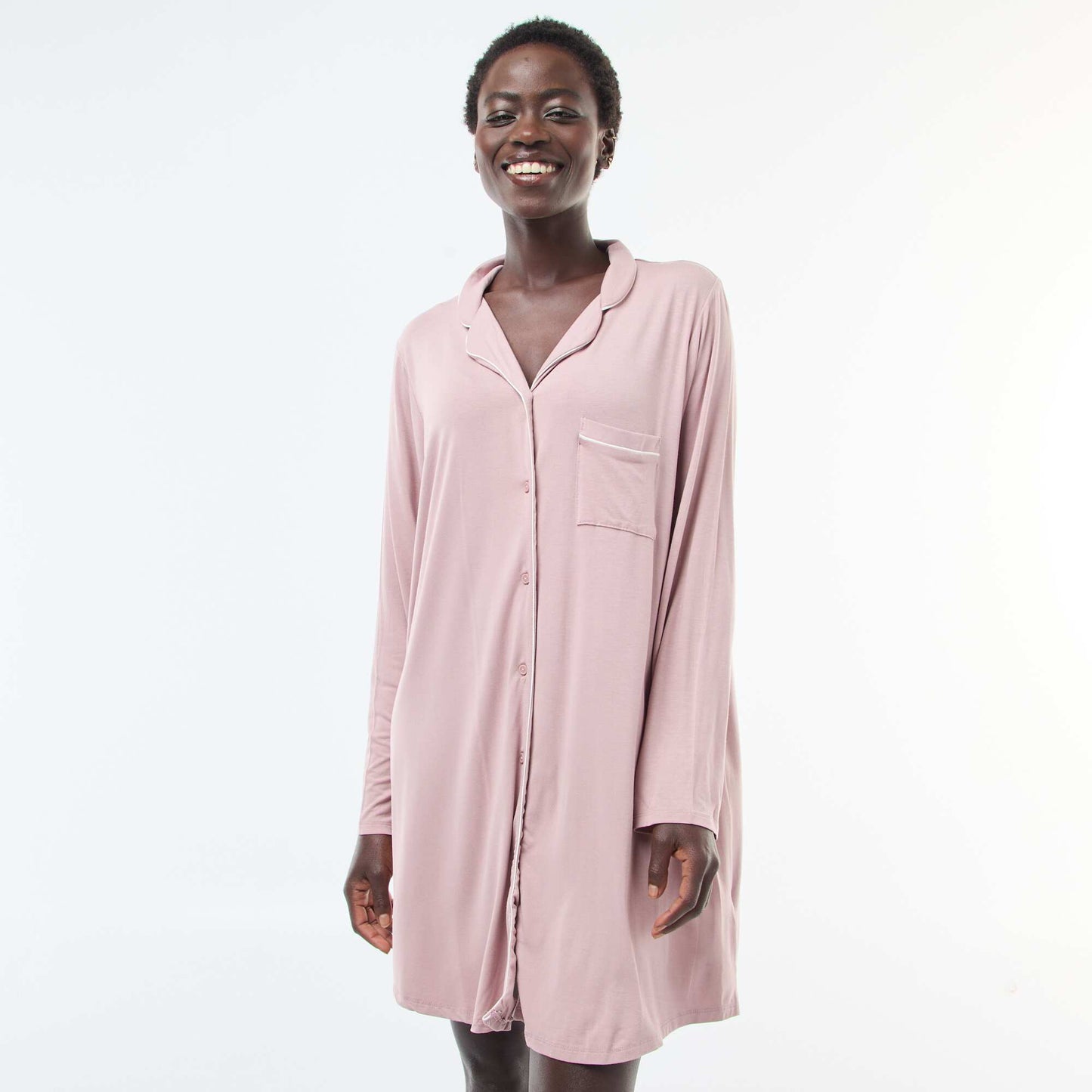 Camisón midi liso ROSA