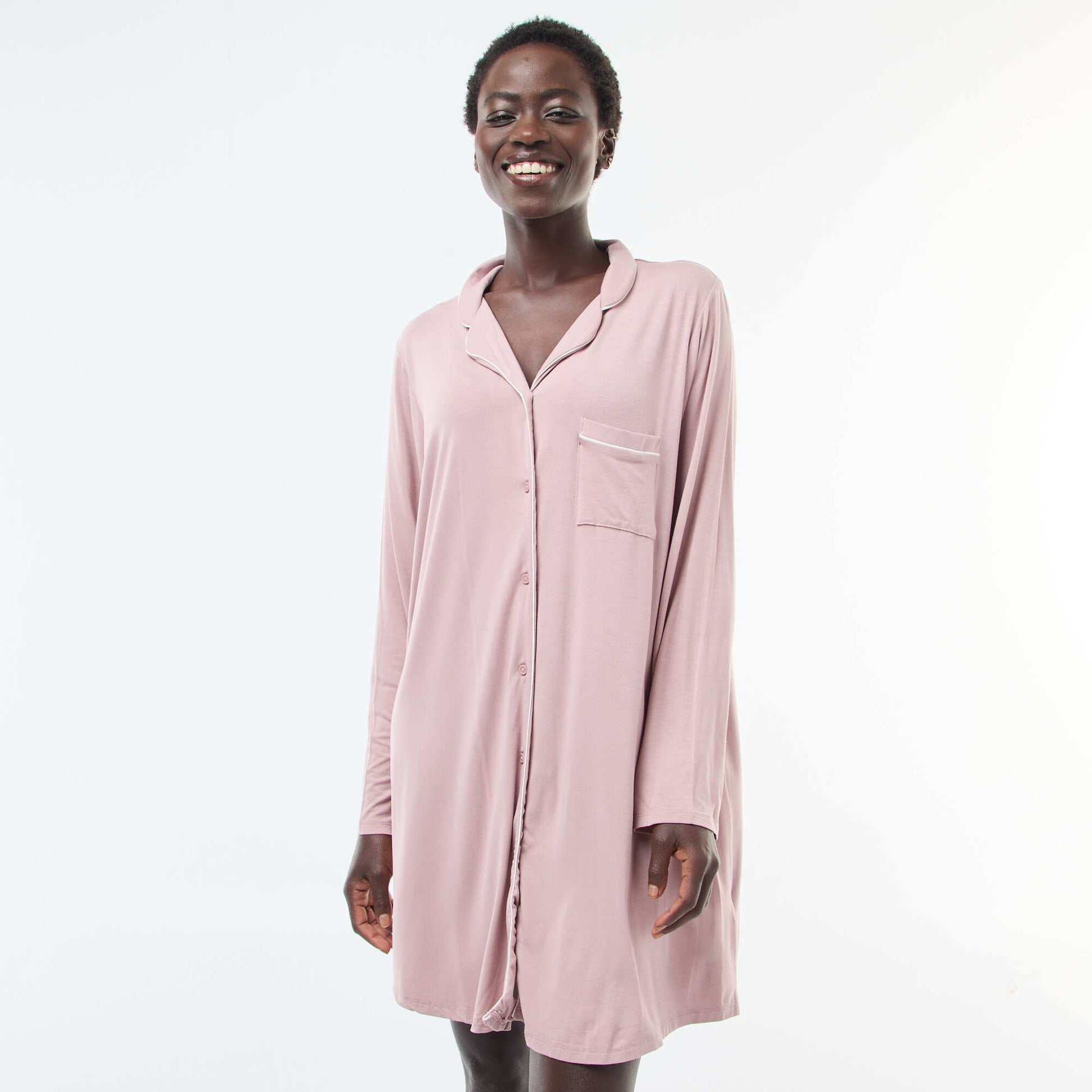 Camisón midi liso ROSA