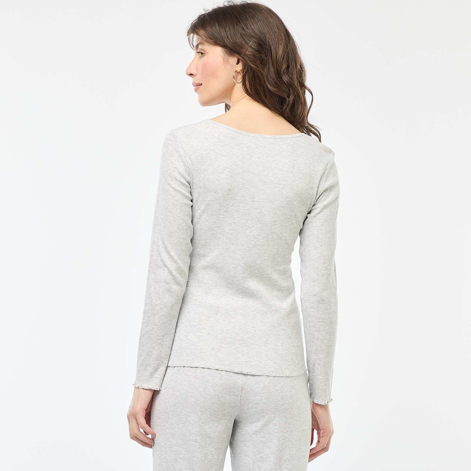 Camiseta de pijama de canalé GRIS