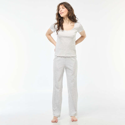 Pantalón de noche de canalé GRIS