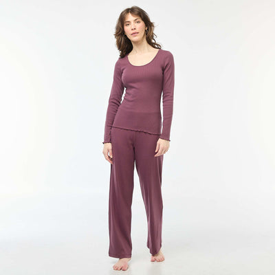 Pantalón de noche de canalé PURPURA