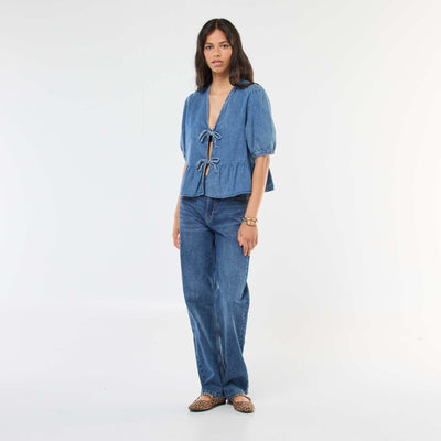 Jean recto de talle alto AZUL