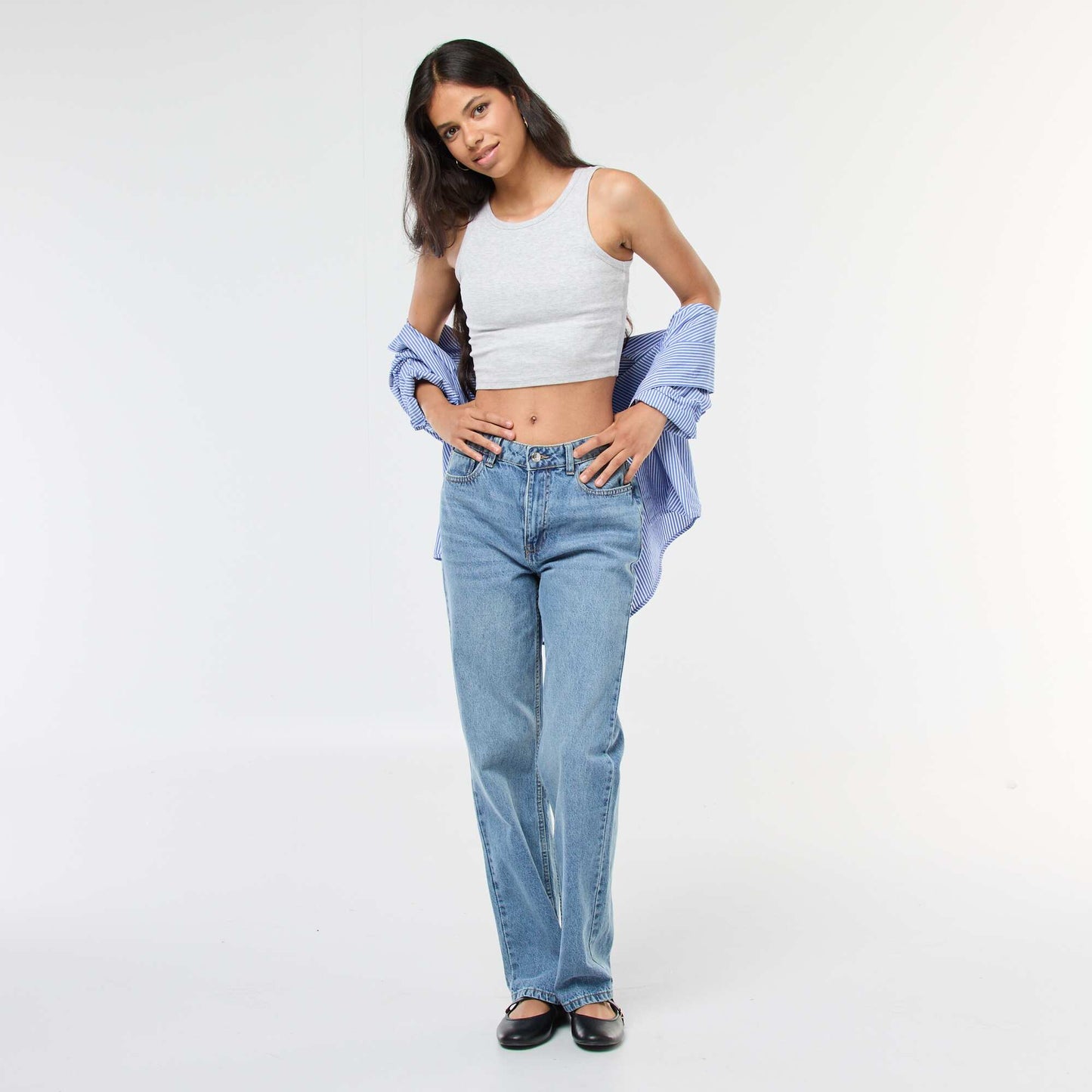 Jean recto de talle alto AZUL