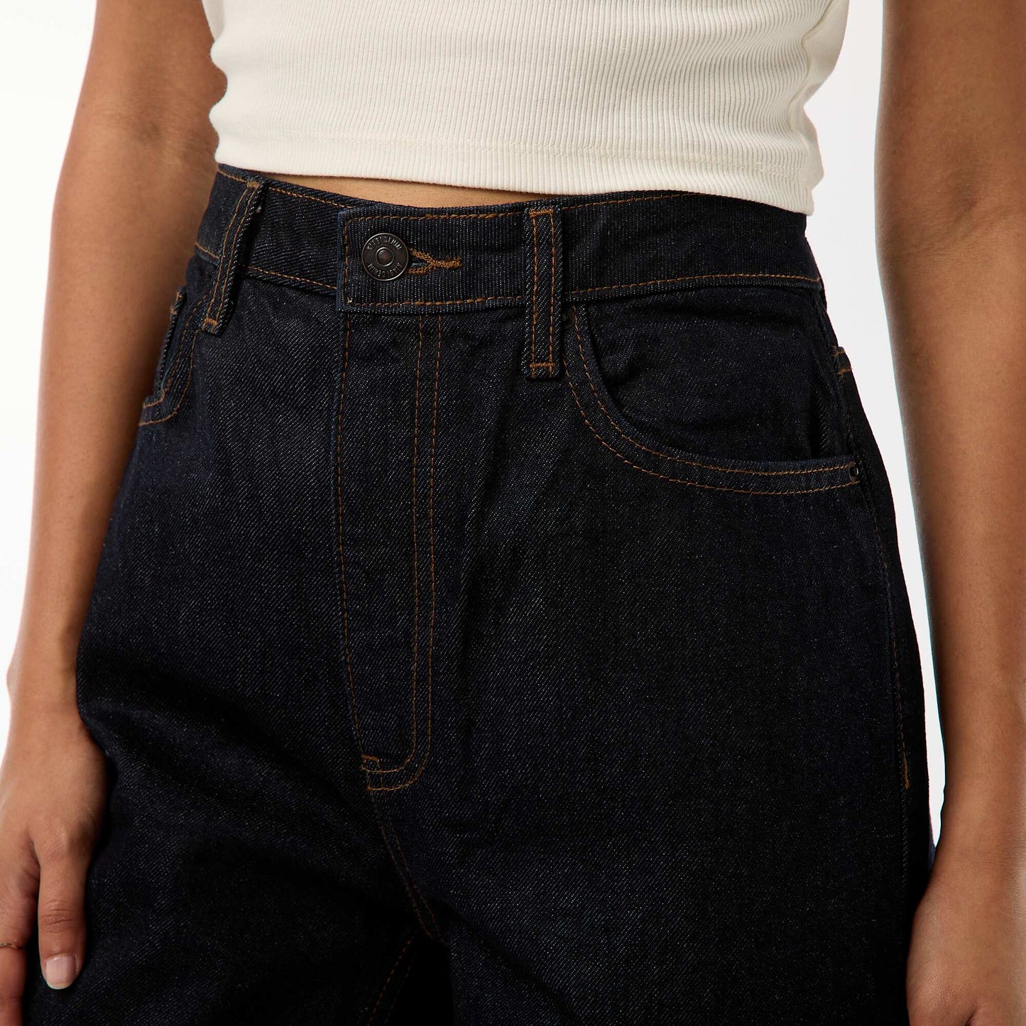 Jean regular / tiro alto con vuelta ancha en el bajo AZUL