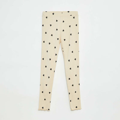Legging de canalé con motivo BEIGE