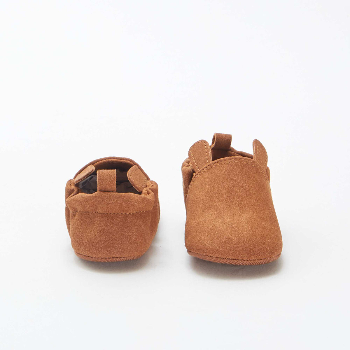 Zapatillas de antelina con orejitas con relieve MARRON