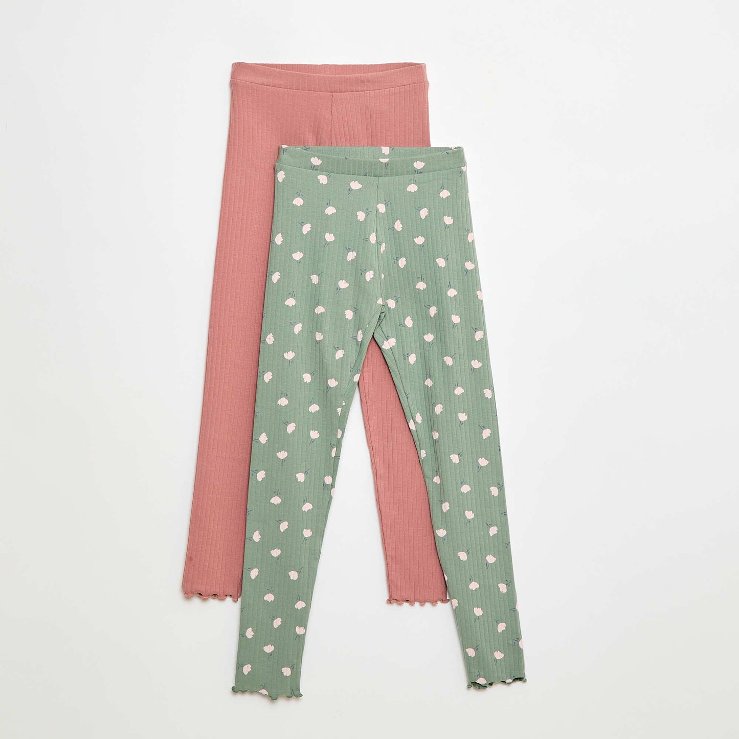 Pack de leggings de canalé 1 estampado + 1 liso - 2 piezas VERDE