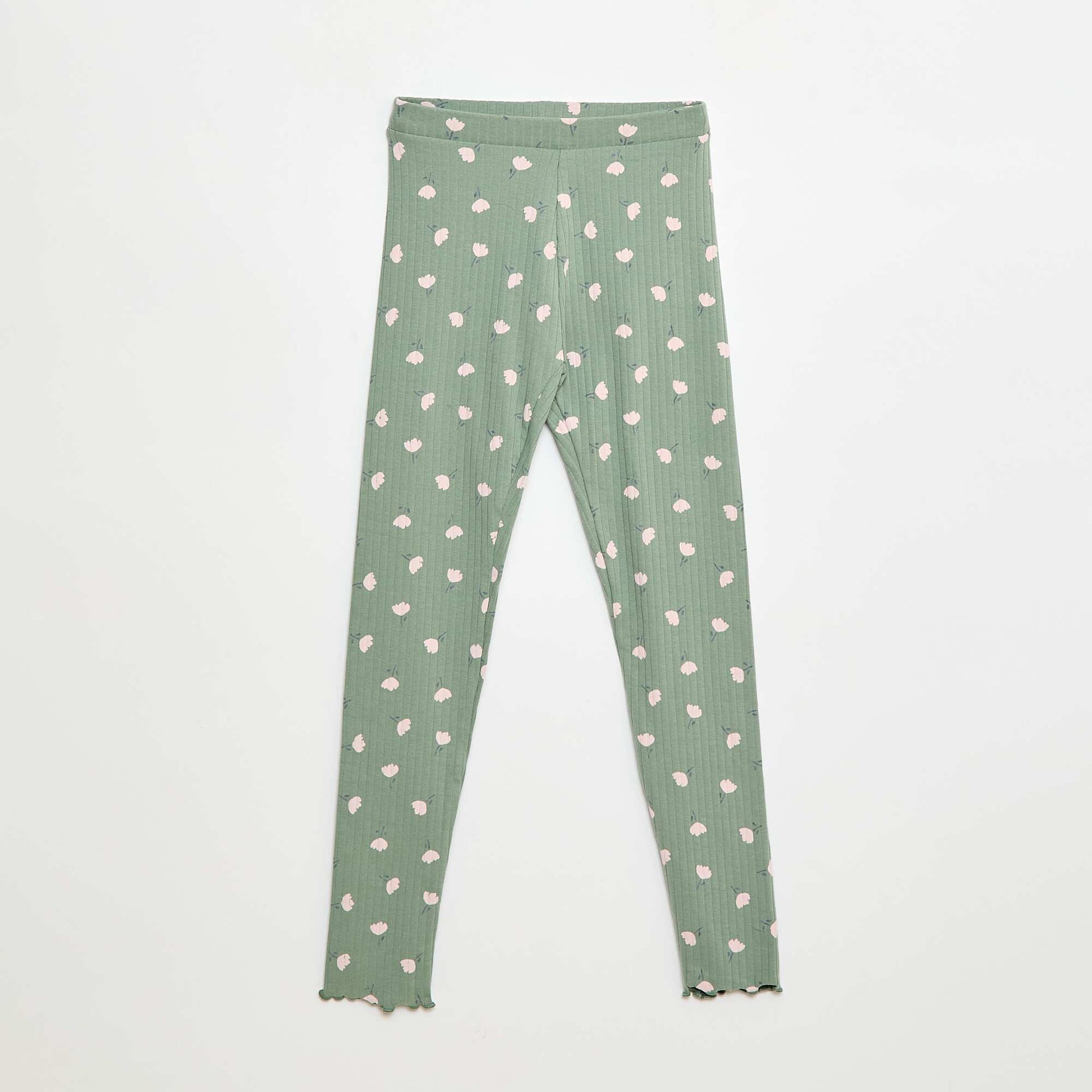 Pack de leggings de canalé 1 estampado + 1 liso - 2 piezas VERDE