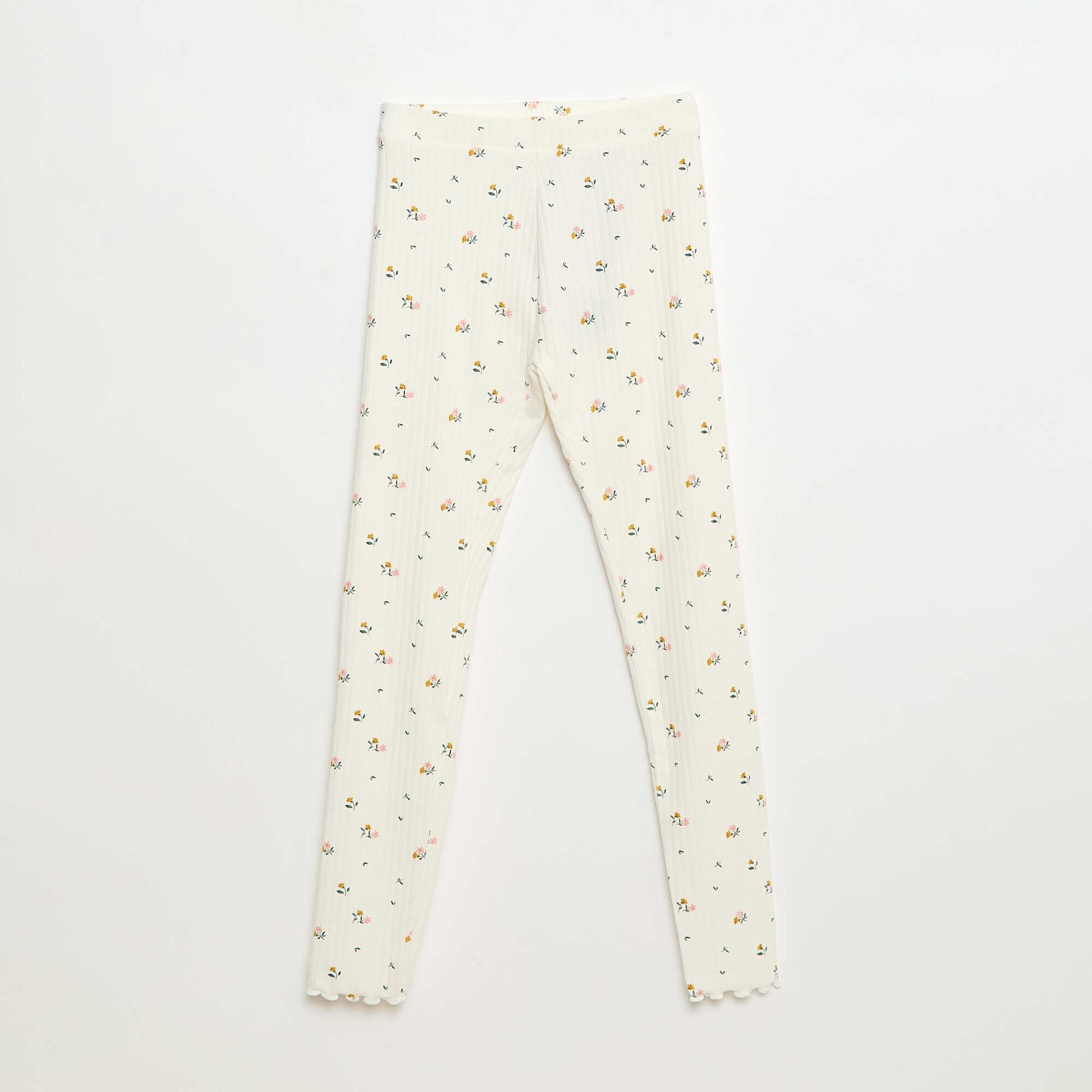 Pack de leggings de canalé 1 estampado + 1 liso - 2 piezas BLANCO