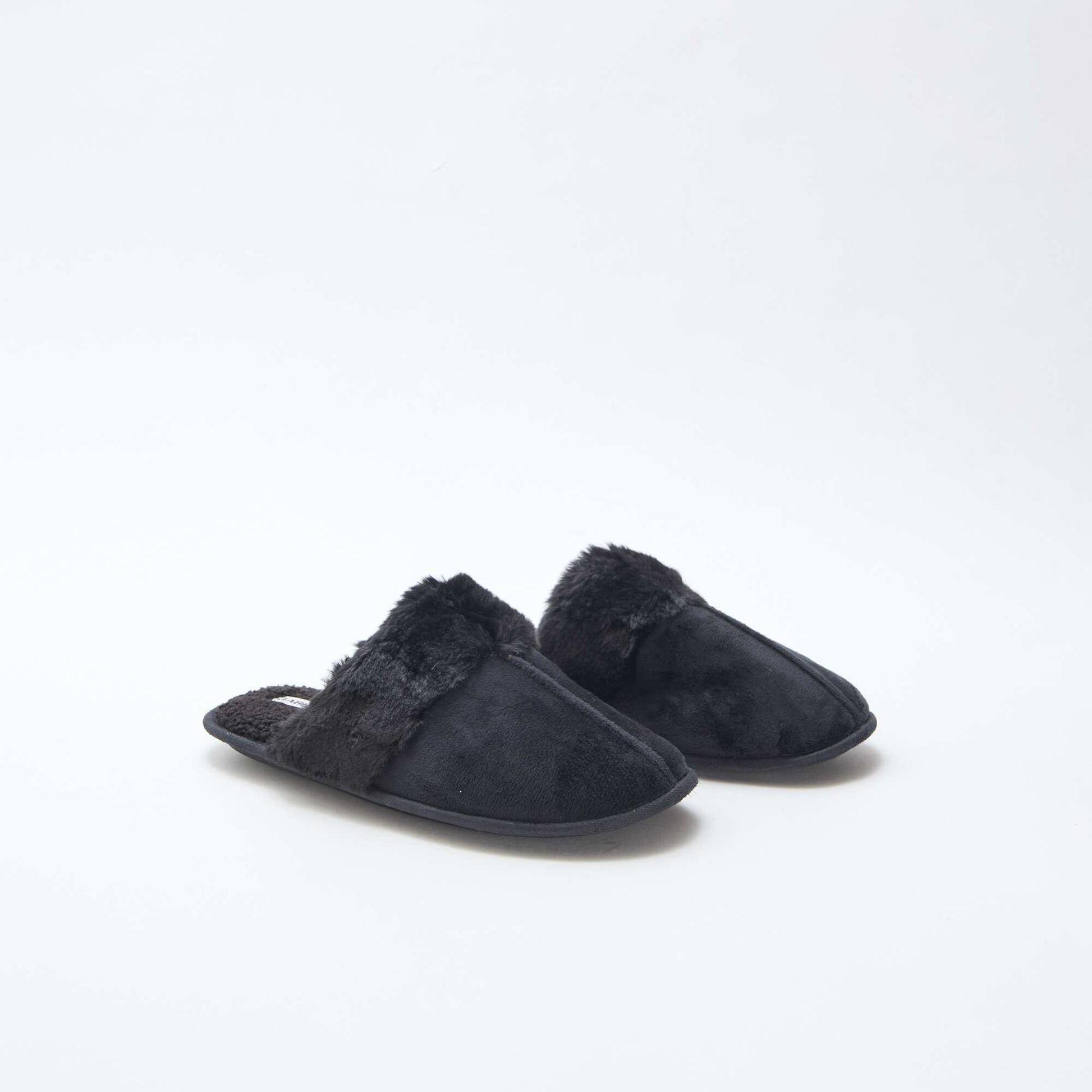 Zapatillas de casa mules de pelo sintético NEGRO