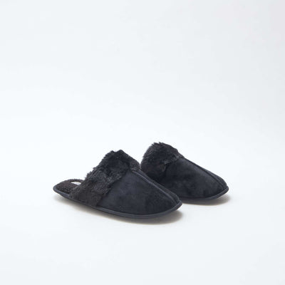 Zapatillas de casa mules de pelo sintético NEGRO