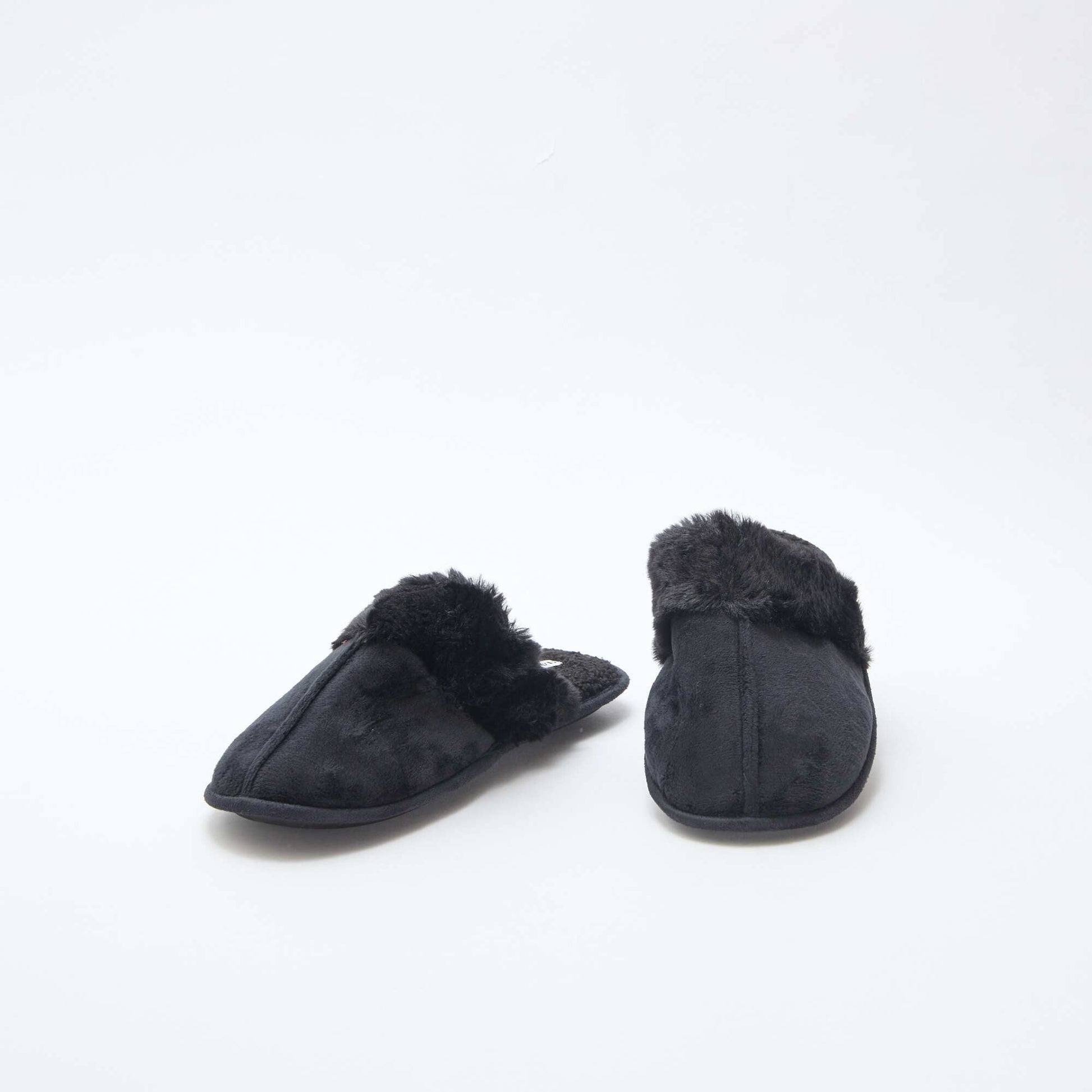 Zapatillas de casa mules de pelo sintético NEGRO