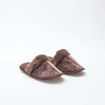 Zapatillas de casa mules de pelo sintético MARRON