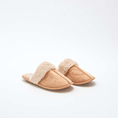 Zapatillas de casa mules de pelo sintético BEIGE