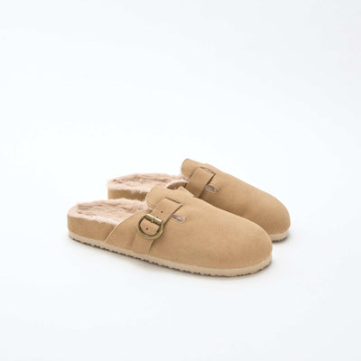 Zapatillas tipo zueco forradas MARRON