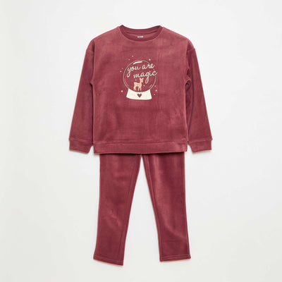 Pijama largo y cálido con estampado ROSA