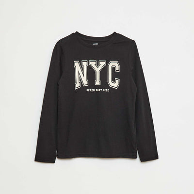 Camiseta de manga larga estampada NEGRO
