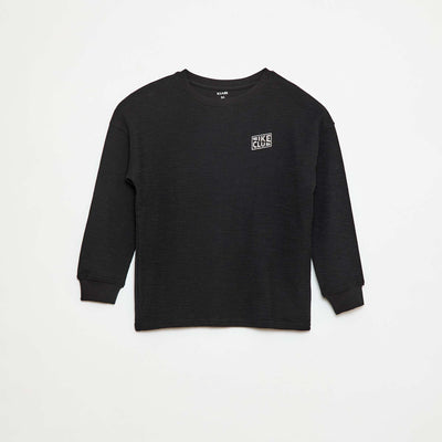 Camiseta de punto con bordado NEGRO