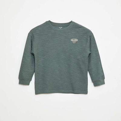 Camiseta de punto con bordado VERDE
