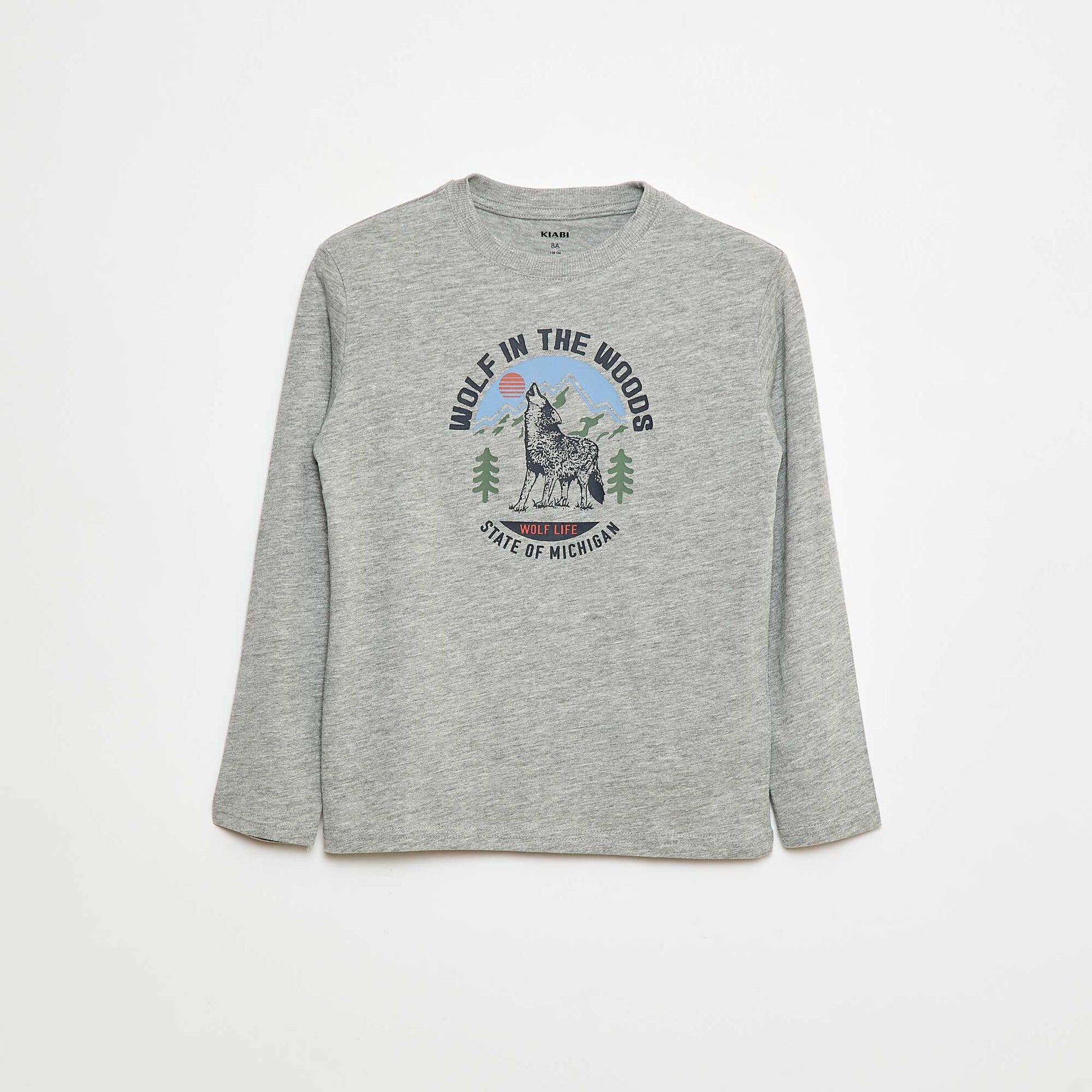 Camiseta estampada de manga larga GRIS